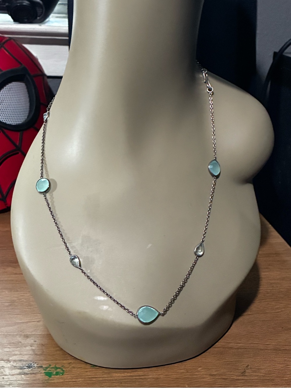 925 Aqua Chalcedony And Aquamarine Stone necklace